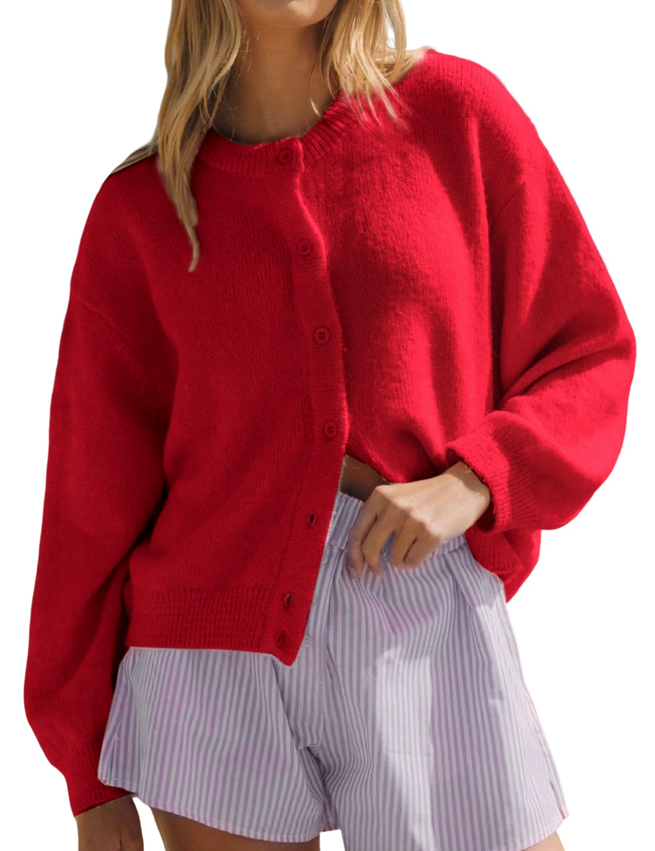 Yimoon Womens Cardigan Sweaters Button Down Chunky Knit Sweater Long Sleeve Soft Fall Winter Cropped Cardigans