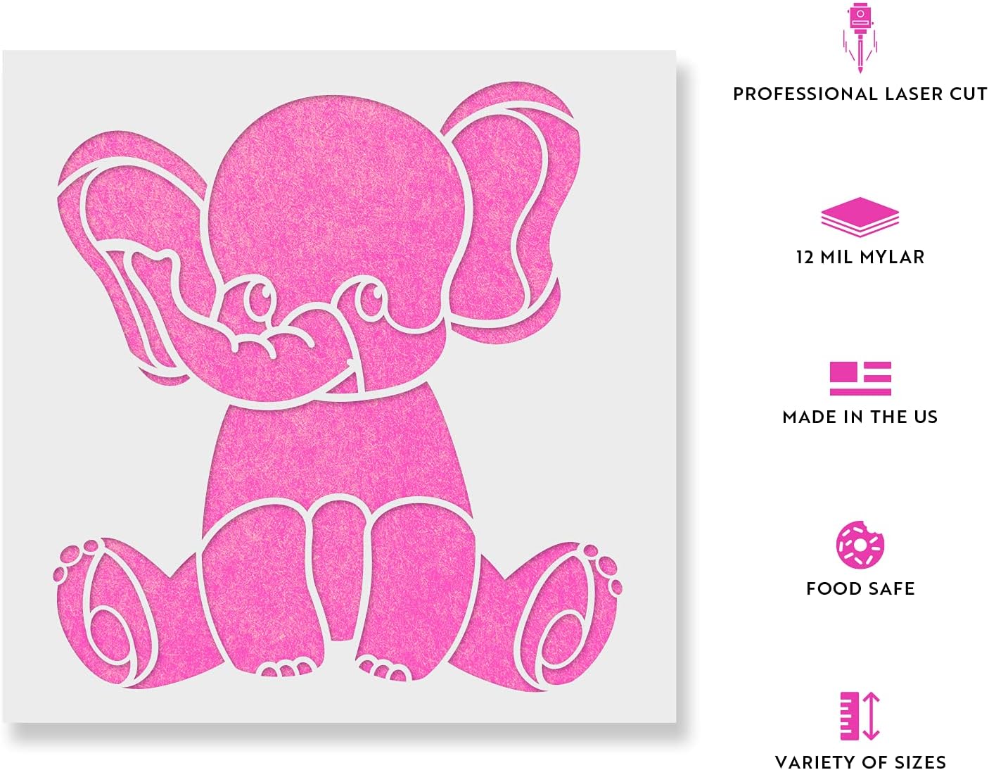Baby Elephant Stencil - Stencil, Painting, Elephant Stencil, Animals, Baby Elephant