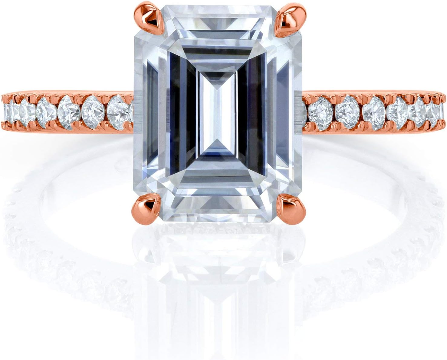 Kobelli Emerald-cut Forever One Moissanite Engagement Ring 2 7/8 CTW 14k Rose Gold