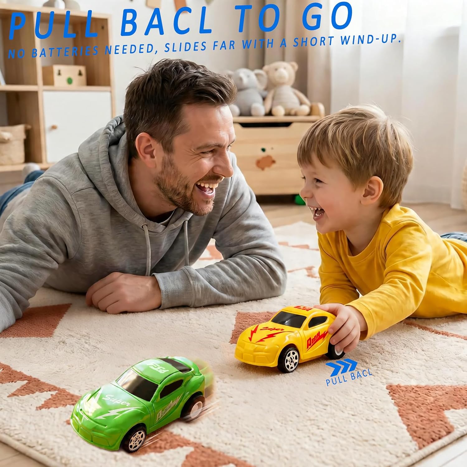 15Ft Flexible Race Car Track for Kids, Flex Track Toy with Pull Back Race Cars and Suction Cups, Compatible with Hot Wheels and 1/64th Cars, Rolls Up Portable Racetrack for Ages 345678