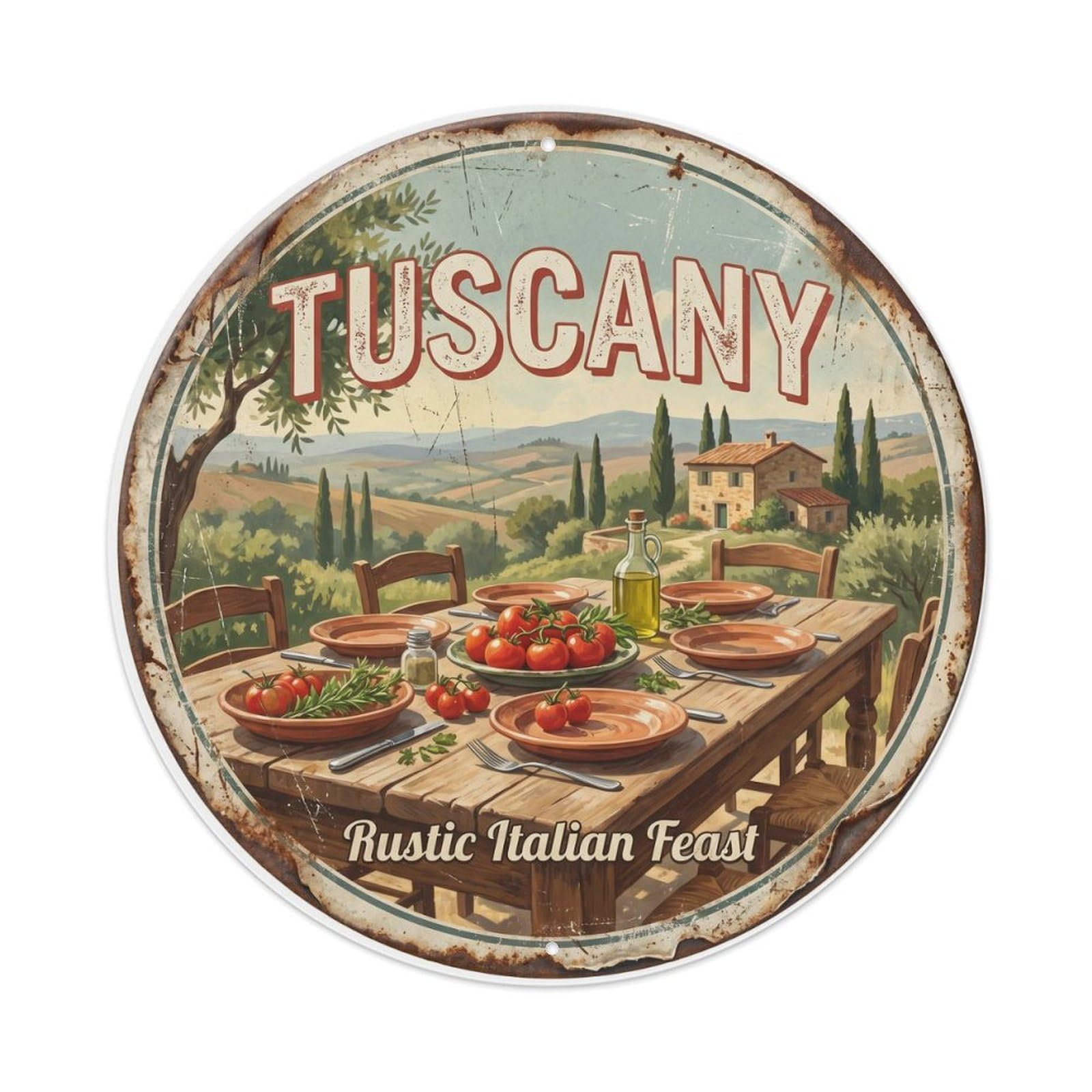Tgrcjimh Style. Vintage Travel Italian Cuisine Tuscanymetal Tin Sign