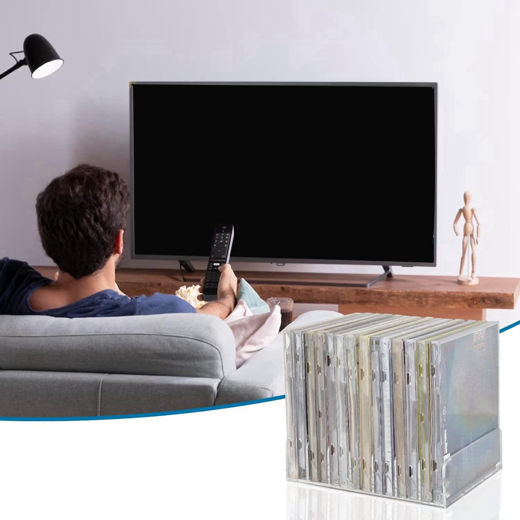 Porta CD in Acrilico Trasparente da 24 Pezzi con Espositore per CD e Dvd Fissabile, Supporto per Organizer per Porta CD, Supporto per Vassoio CD