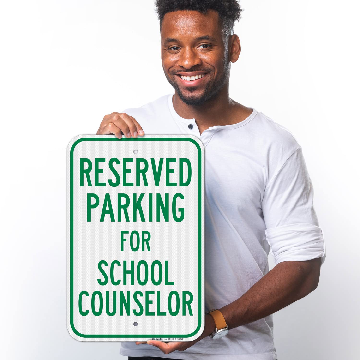 Parking Reserved for School Counselor Sign, 12x18 Inches, 3M EGP Reflective .063 Aluminum, Fade Resistant, Made in USA