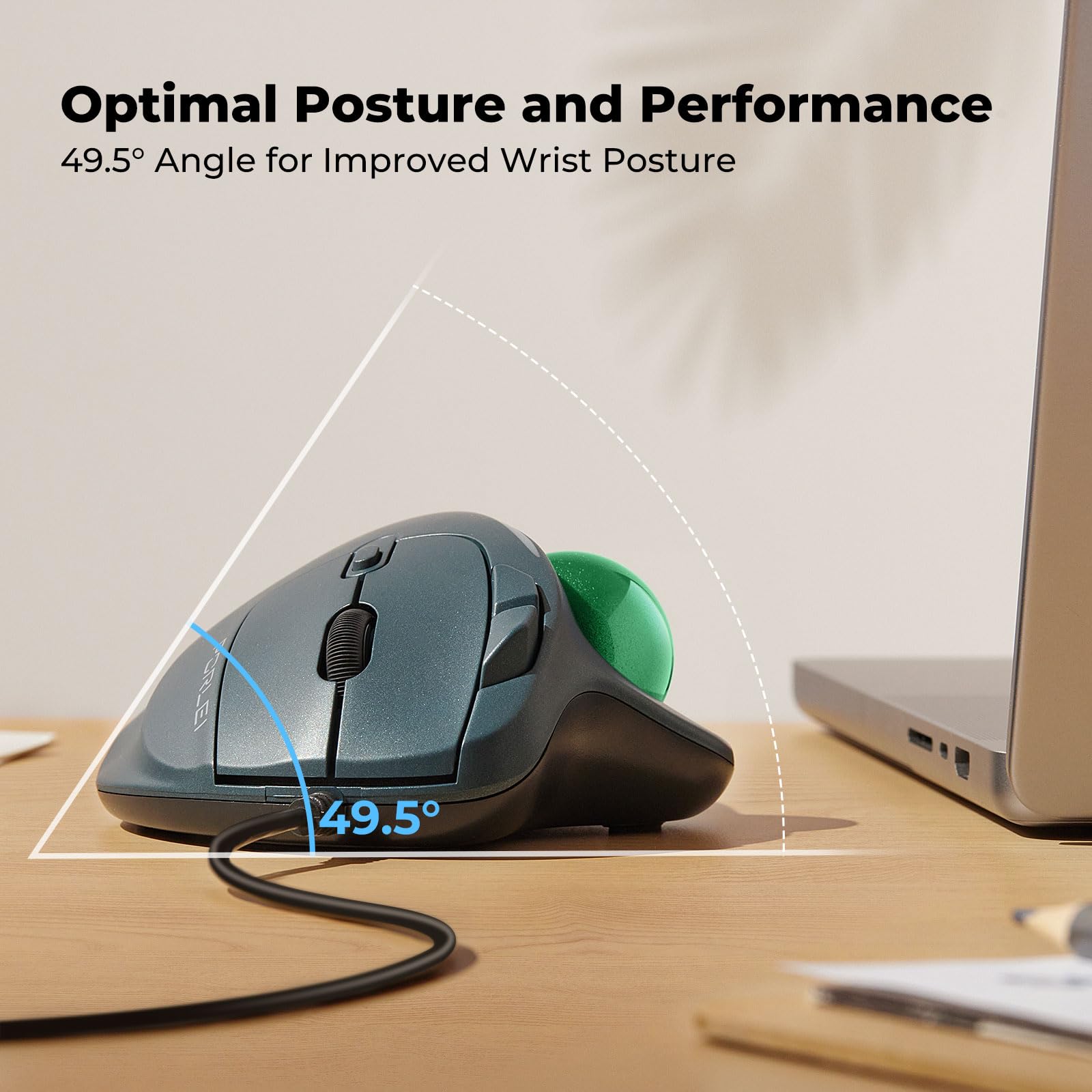 Souris Trackball filaire RGB - Vert