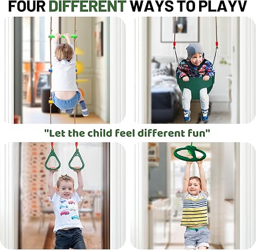 Miniatura 7 de Columpio de puerta para niños y barra de dominadas para adultos  Columpio interior para niños con 4 accesorios  Gimnasio multifunción para la