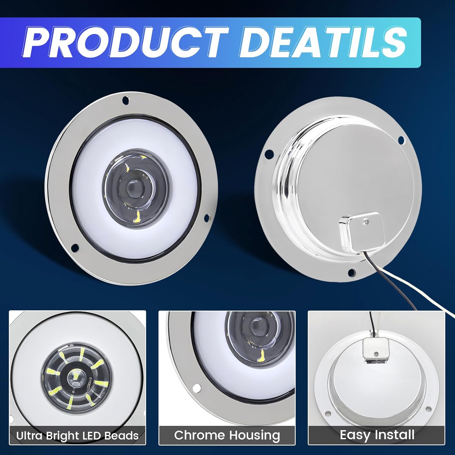 4Pcs Trailer Light Kit, LED Trailer Light Kit Round LED Stop Turn Tail Lights Brake Trailer Lights for RV Trucks (White)