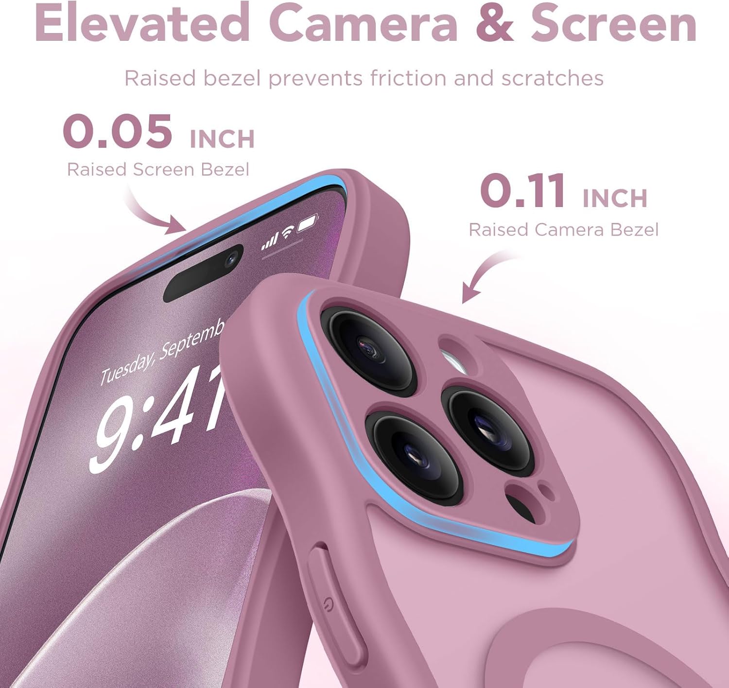 CAPRARO Cute for iPhone 14 Pro Max Case, Compatible with MagSafe, [Curly Wave Edge] [Full Camera Protection] [14 FT Drop Protection] Magnetic Phone Case for 14 Pro Max 6.7 Inch, Black Currant