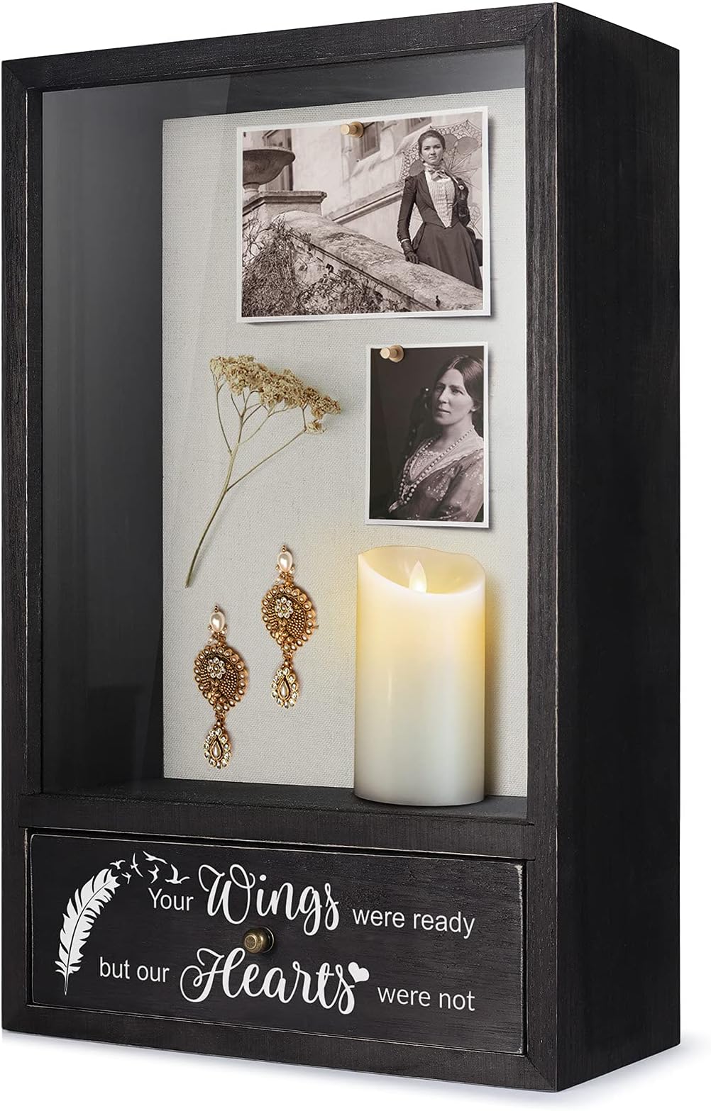 TJ.MOREE Memorial Picture Frame & Shadow Box - In Memory of Loved Ones, Sympathy Gifts for Loss of Mother or Father - Remembrance Keepsake with Wings Quote