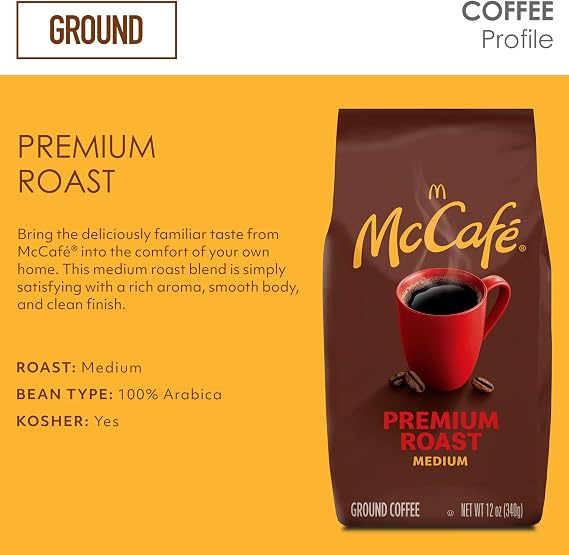 McCafe Premium Roast Smooth & Balanced Medium Roast Ground Coffee 340g Bag