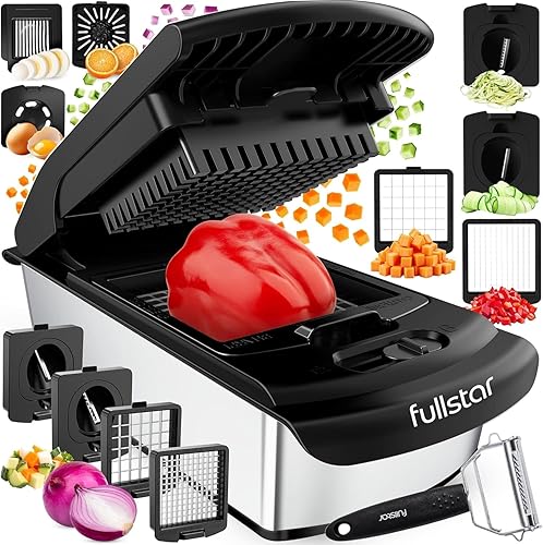 Vista 18 de Fullstar The Original Pro Chopper - Picador de verduras y espiralizador, picador de alimentos con recipiente, rebanador de frutas, utensilios