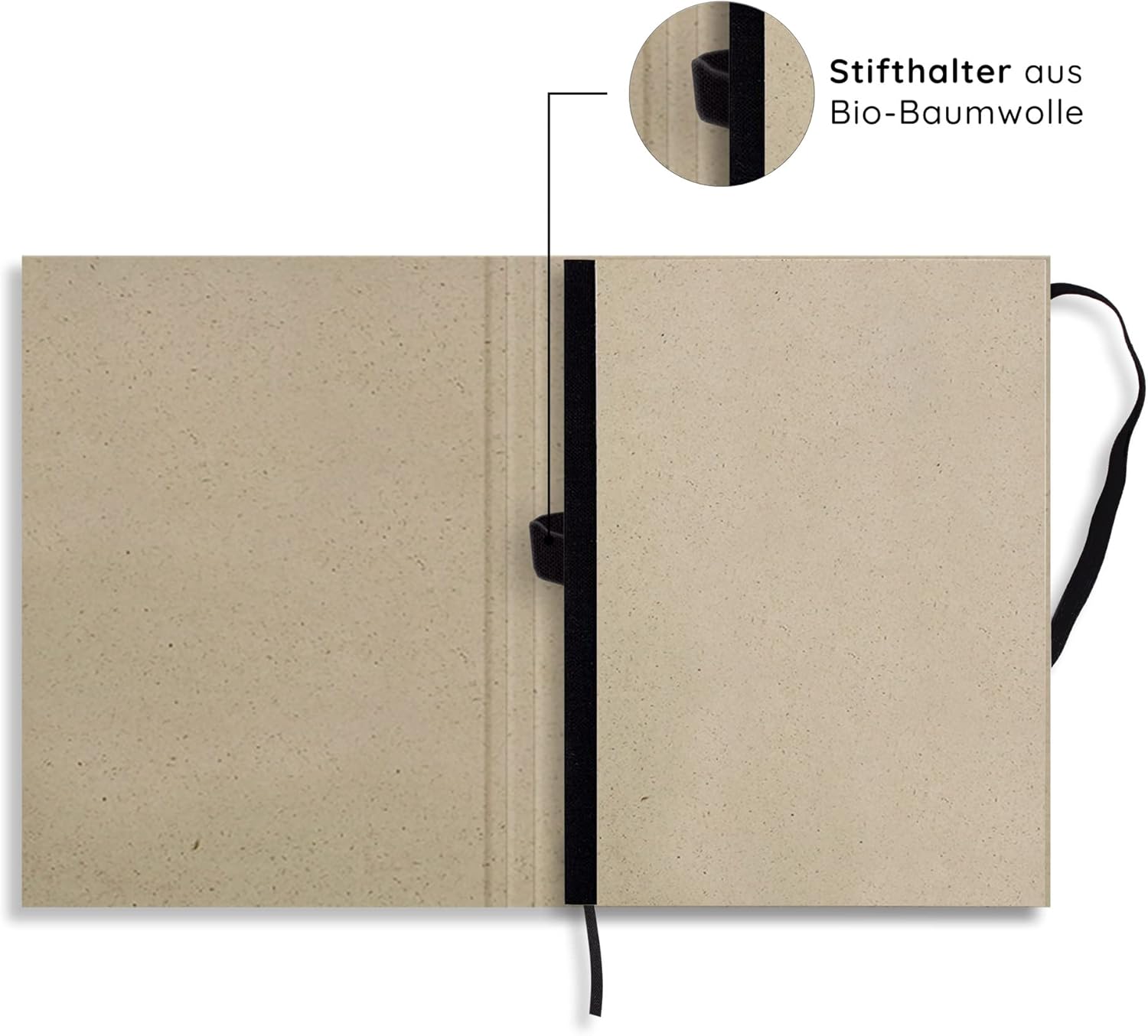 Sustainable and Vegan notebooks A5 in Grass Paper, Swiss Brochure, 144 Blank Pages, Nature, Handmade, Made in Germany (Fallenbird)