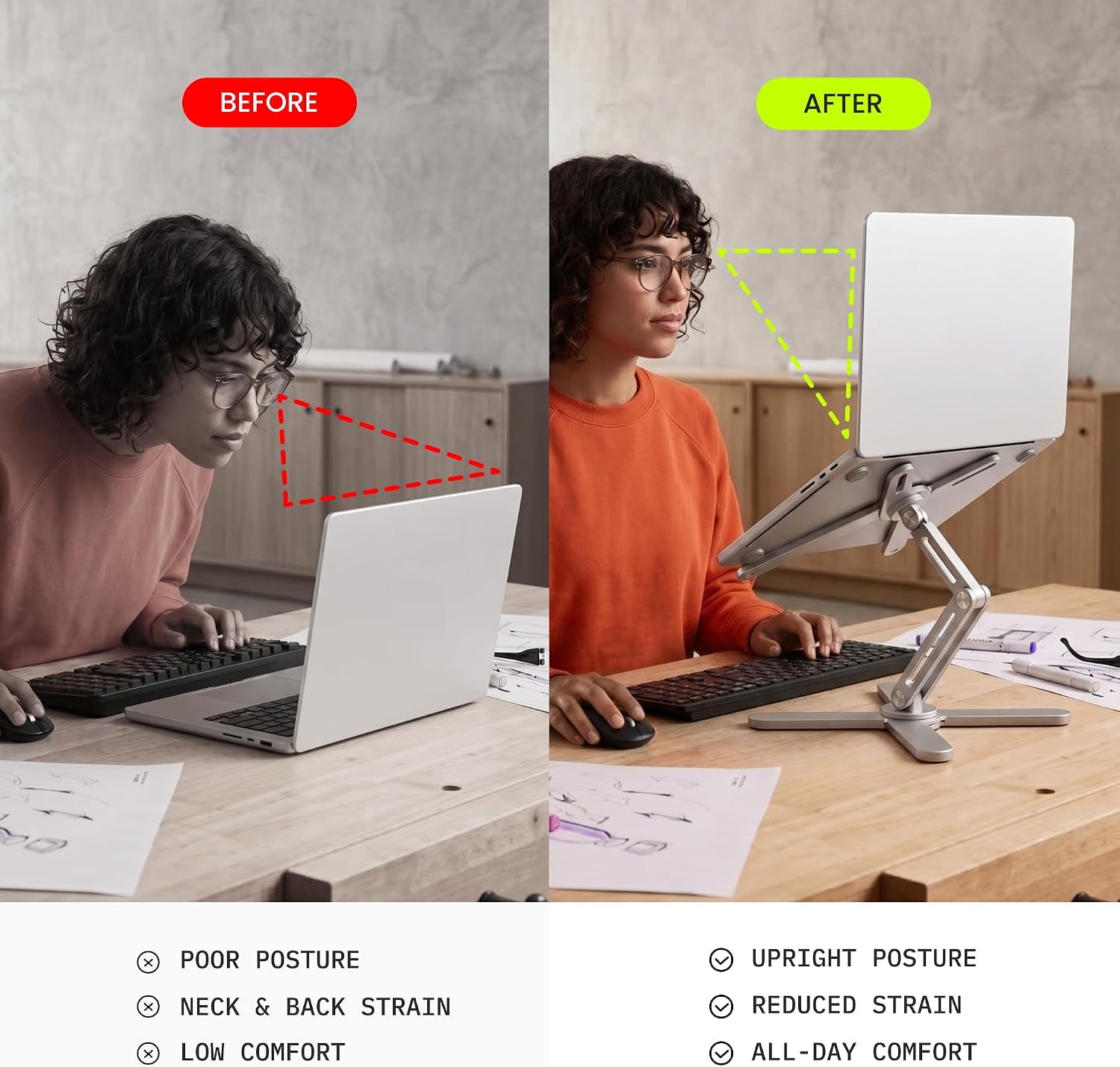 Model-X 2.0 Laptop Stand, Laptop Stand for Desk Adjustable Height, 360 Rotating Laptop Riser Aluminum Portable Foldable Computer Stand for MacBook Pro Air 10–17 inches (Polar White) thumbnail
