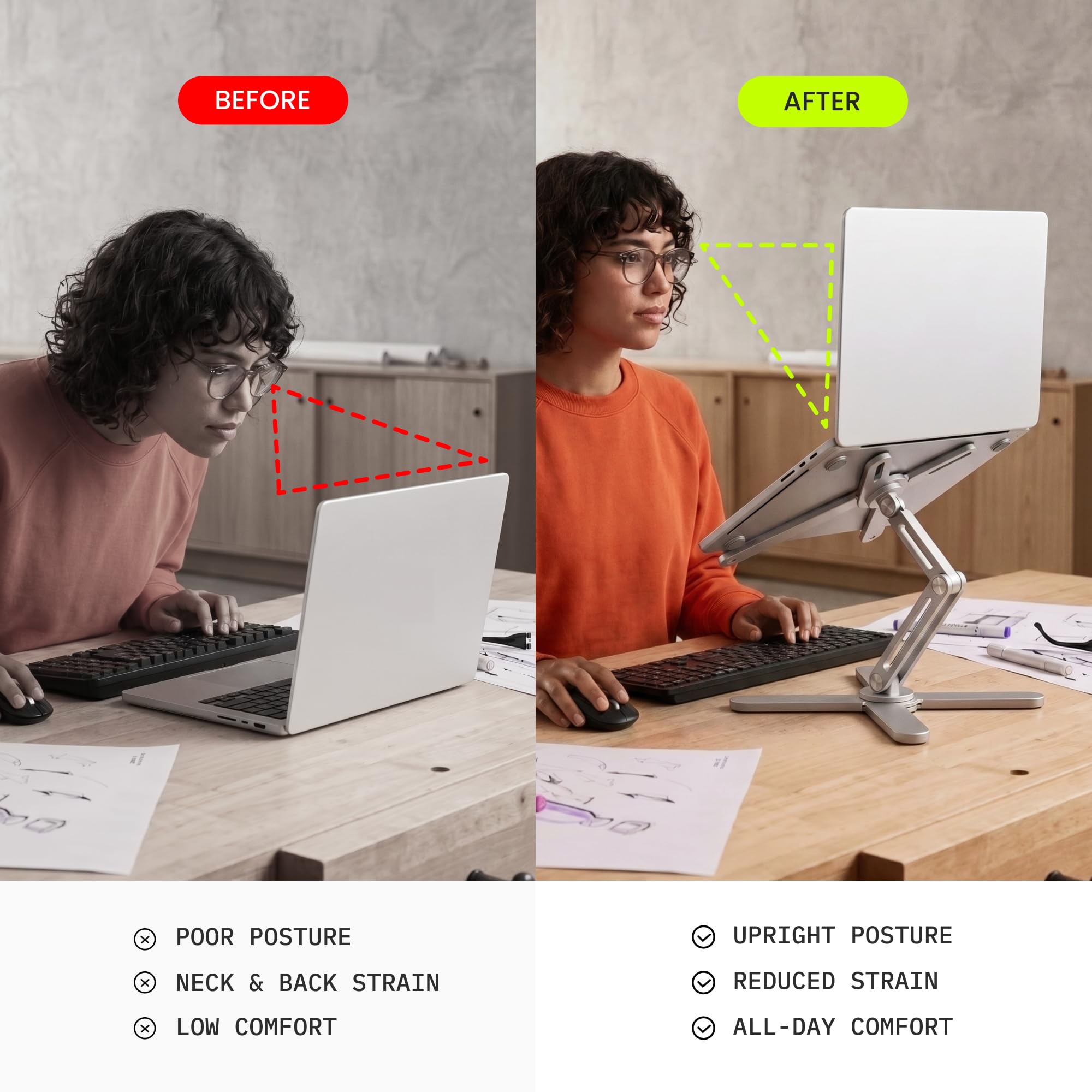 Model-X 2.0 - Soporte para computadora portátil, altura ajustable, soporte giratorio de 360 grados, soporte plegable de aluminio para MacBook Pro Air de 10 a 17 pulgadas (blanco polar)