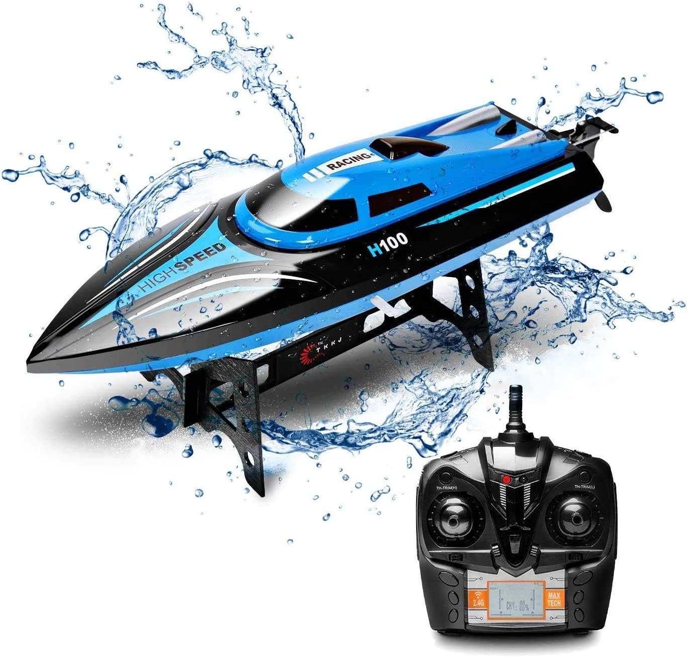 KINGBOT DeXop Remote Control Boat Rc Boat with High Speed Radio Remote Control Electric Racing Boat for Children, Adults (H100)