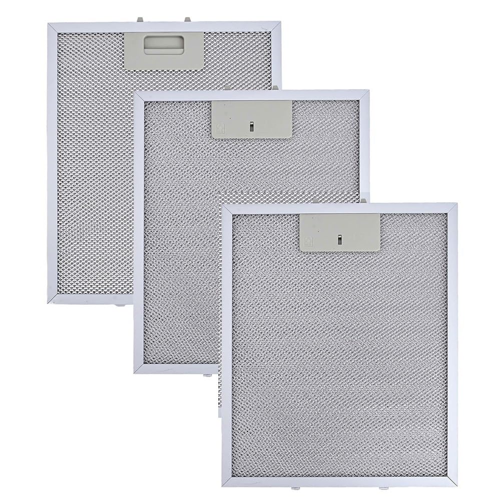 Klhytgfa A Set Of 3 Metal Grease Filters For Ter Range Hoods, 300 X 250 Mm Silver Filter Grease-Resistant Kitchen Hood Vent Filter
