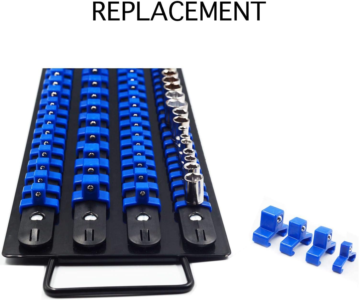 WXTOOLS 80-Pcs Iron Premium Quality Adjustable Socket Holders, Portable Socket Organizer Tray, 1/4-Inch, 3/8-Inch, 1/2-Inch, Best Heavy Duty Socket Rail for Men Women