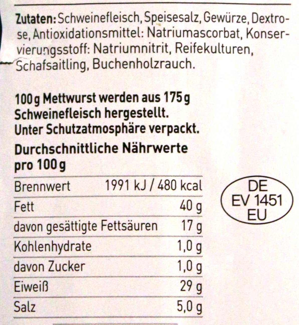Glocken-Beune XXL Mettwurst Classic, 12er Pack (12 x 100g)