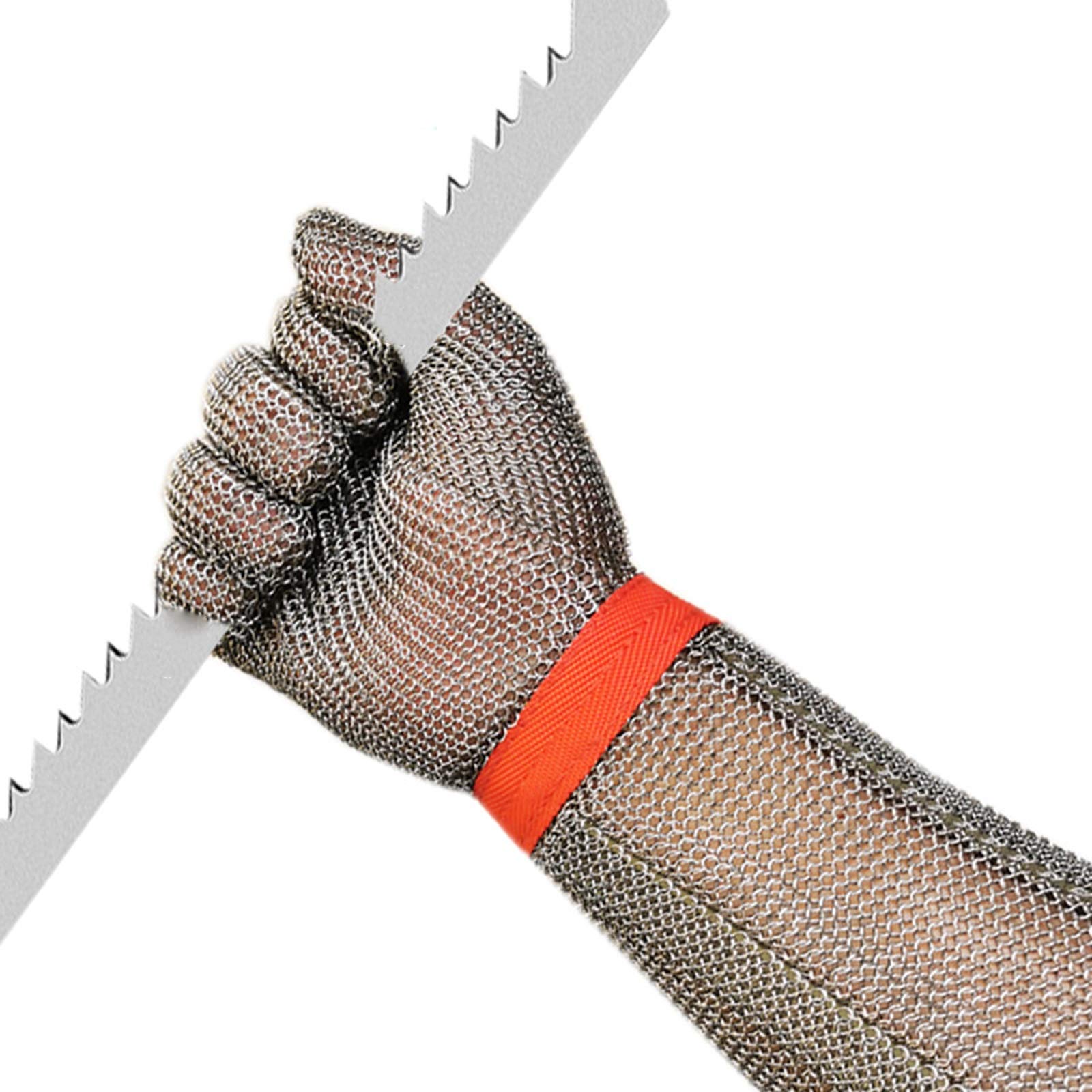 Guantes Anticortes, Guantes Resistentes a Cortes, Prueba 304, Acero Anti-Corte, Seguridad para cocinar al Aire Libre y en la Cocina, Brazos extendidos con