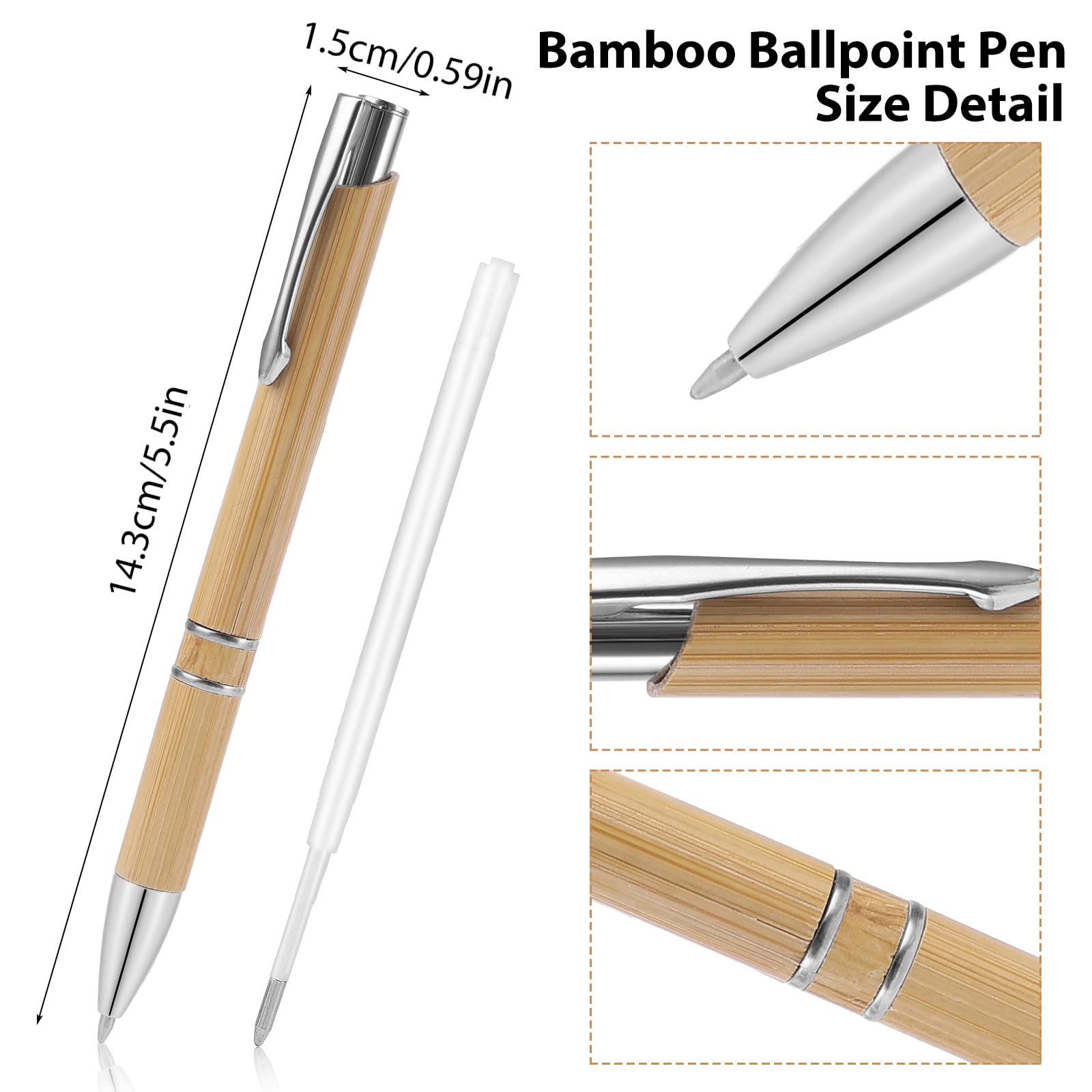 Cobee Bambus Kugelschreiber Set – 12 Stifte + 12 Nachfüllminen, 1,0 Mm, Schwarze Tinte – Nachhaltig & Schreibt Glatt