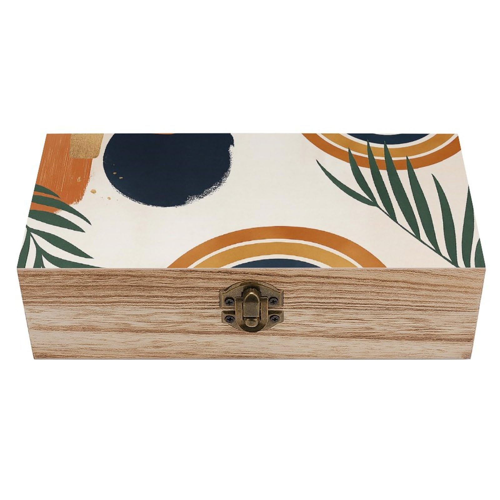 SMAZDFXX Boho Leaves Wooden Storage Box Multipurpose Decorative Box for Jewelry Photo Home Decor