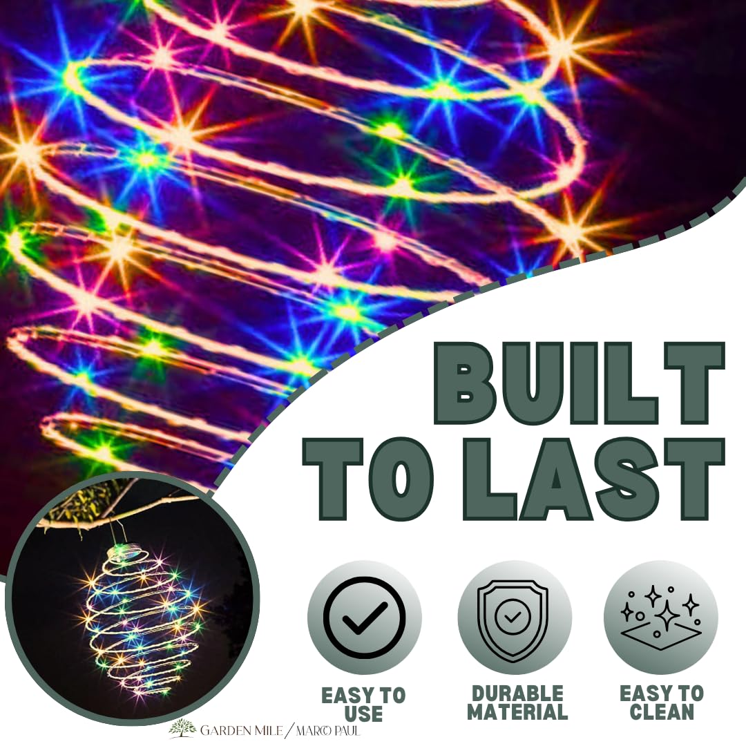 Garden Mile Hanging LED Solar Light Light Up Spiral Lantern Outdoor Solar Hanging Lights Garden Lighting for Wedding Parties Spiral Solarpowered Garden Lanterns Firefly Effect Lighting - Image 2