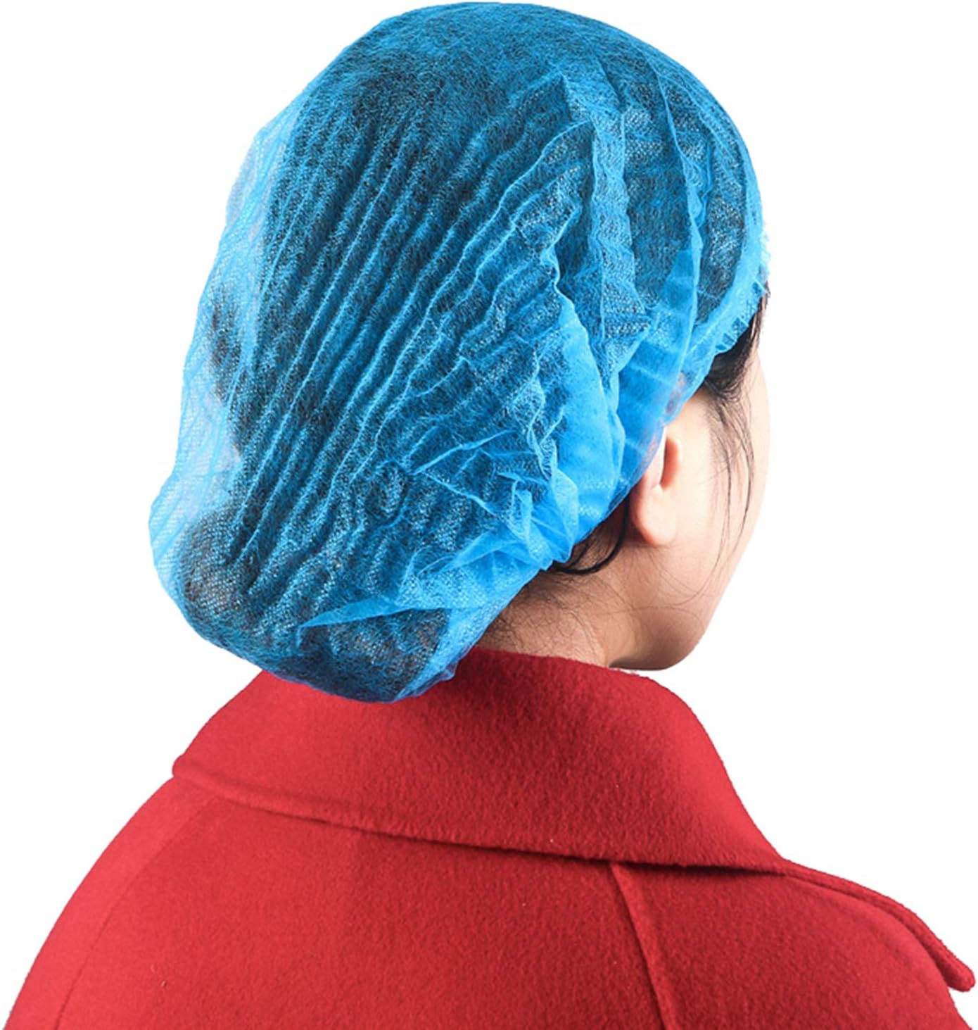 100 Pcs Disposable Bouffant Caps Hair Net Caps Non-Woven Hair Head Cover Net, 21 Inch (Blue)