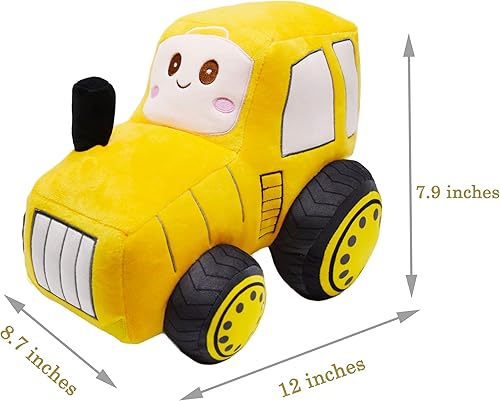 Vista 6 de Juguete de peluche de tractor de felpa suave, almohada de peluche súper linda, excelente regalo para niños o fiesta de cumpleaños de 12 pulgadas