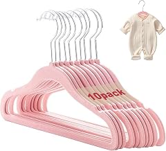 Baby Velvet Hanger 10Pcs, Non-Slip Kids Coat Hangers, Ultra-Slim Space Saving Toddler Children's Hangers for Clothes, Durable Sturdy Baby Clothes Hanger for Coat, Jackets & Clothes 11 inches (Pink)