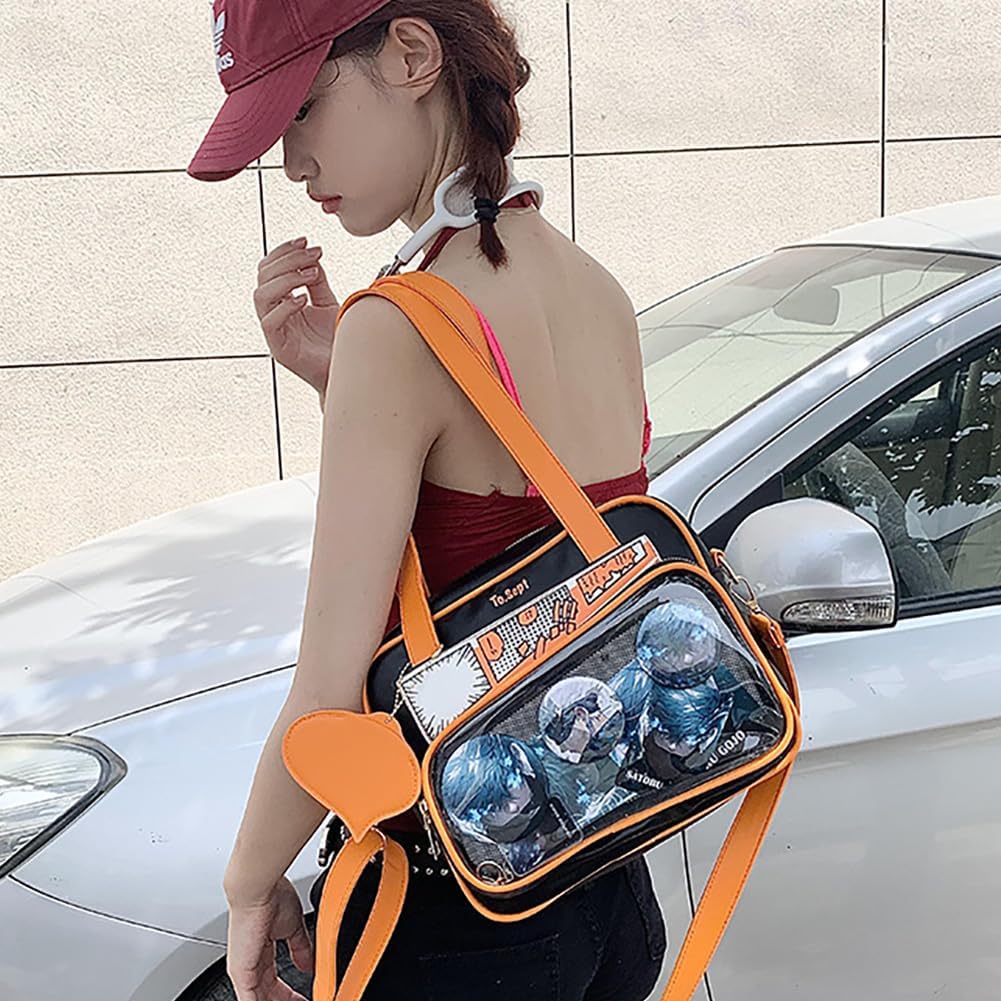 Ita Bag Multi-Purpose PVC Handbag Tote, PU Japanese Shoulder Bag, Kawaii Pin Display Purse With Insert for Anime (Bare Bag)