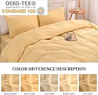 Vista 2 de NEXHOME PRO - Juego de funda de edredón, California king, 104"x98", apariencia de lino, algodón lavado 100 % orgánico, con cremallera, transpirable