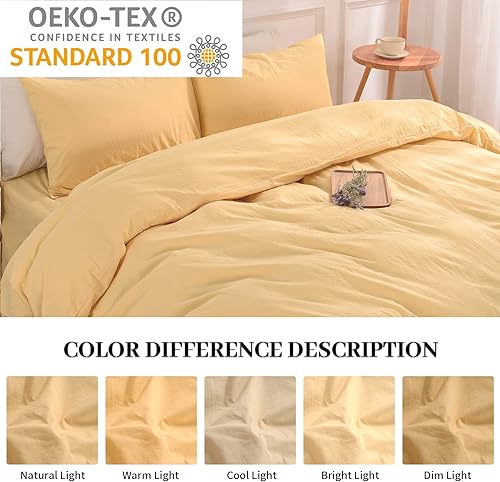 Miniatura 2 de NEXHOME PRO - Juego de funda de edredón, California king, 104"x98", apariencia de lino, algodón lavado 100 % orgánico, con cremallera, transpirable,