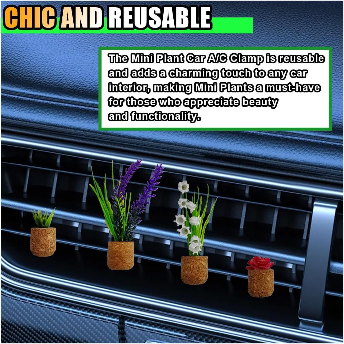 4PCS Plant Air Freshener Vent Clip, 3D Artificial Plant, Cute Mini Car Flower Vase Diffuser, Creative Car Aromatherapy, Interior Decoration Accessories