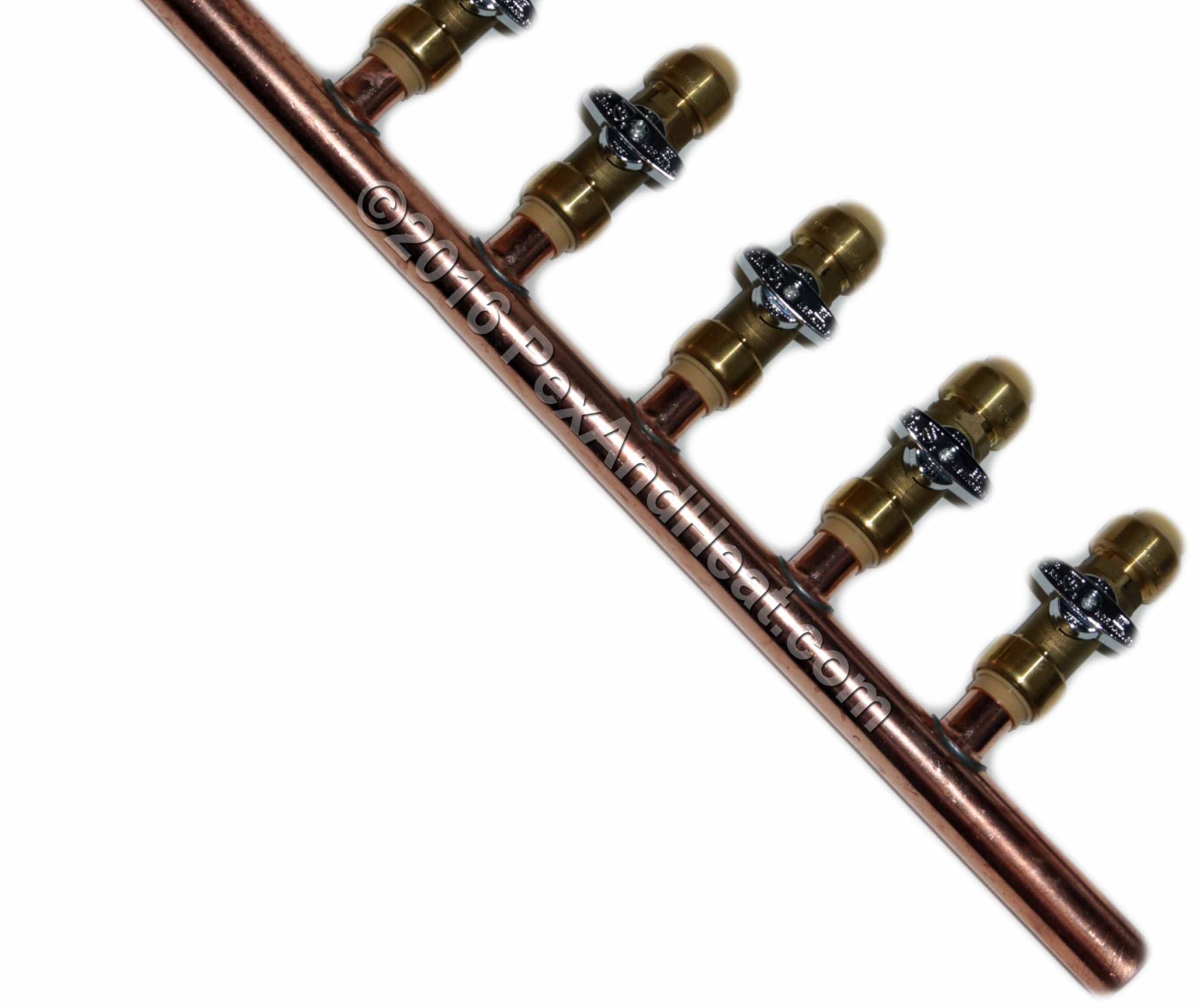 Colector PEX con 8 ramas, macho de 3/4 pulgadas a válvula de bola de ajuste a presión de 1/2 pulgada, extremo abierto