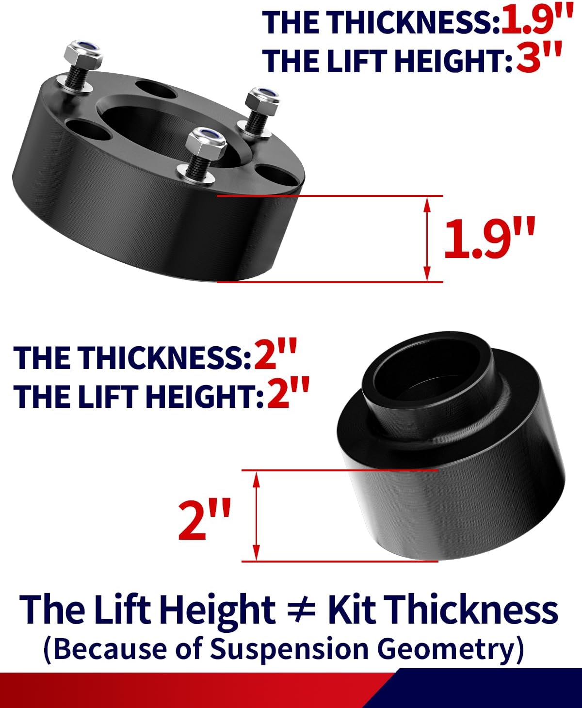 FLYCLE 3 inch Front 2 inch Rear Leveling Lift Kits for 2009-2024 Ram 1500 4WD 4X4 Only, 3 Inch Front Strut Spacers and 2 Inch Rear Lift Spacers for Ram 1500