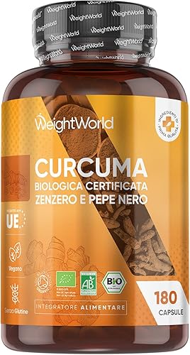 Curcuma Piperina Zenzero Integratore Biologico, da 1520mg per Dose, 180 Curcuma Capsule Vegane con Pepe Nero (Piper Nigrum) e Zenzero (Zingiber Officinale), Senza Glutine né Latttosio, Prodotto in UK Generico - integratore