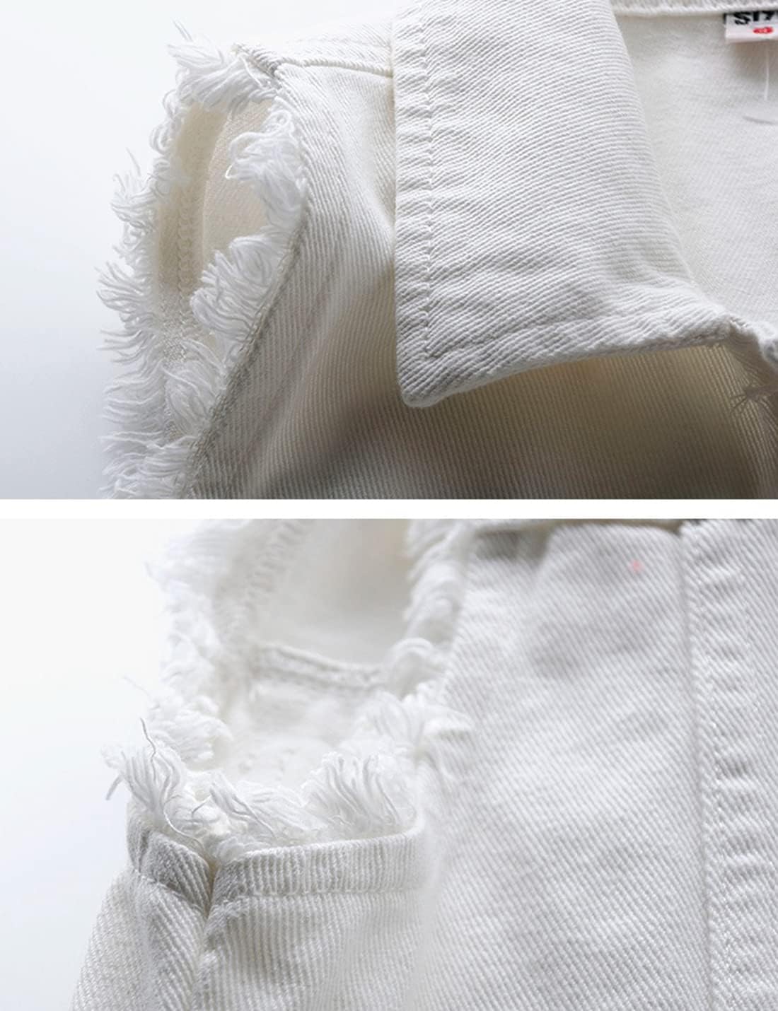 Locachy Women's Casual Denim Vest Jacket Slim Fit Sleeveless Ripped Tops - Image 4