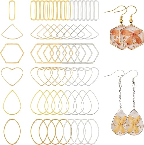 Vista 14 de FASHEWELRY Anillos de acero inoxidable 70cs con eslabones de corazón, 4 tamaños, de metal con forma de corazón, bisel abierto, conectores