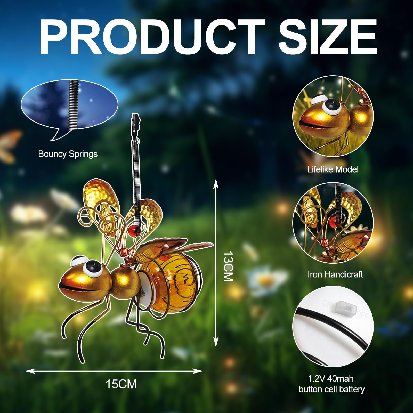 Solarlampen Käfer Garten - LED Hängelichter Metall Deko Außen Wetterfest IP65