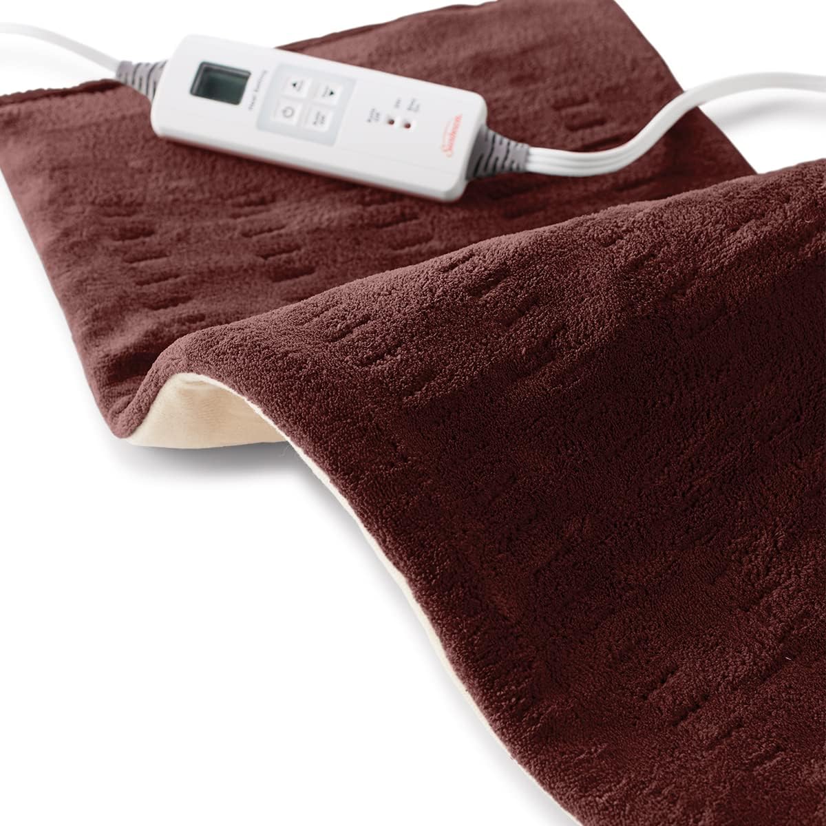 XL Back Neck and Shoulder Heat Therapy 12 x 24 with Auto Shut Off 6 Settings Machine-Washable Comfortable Microplush Fabric - Burgundy