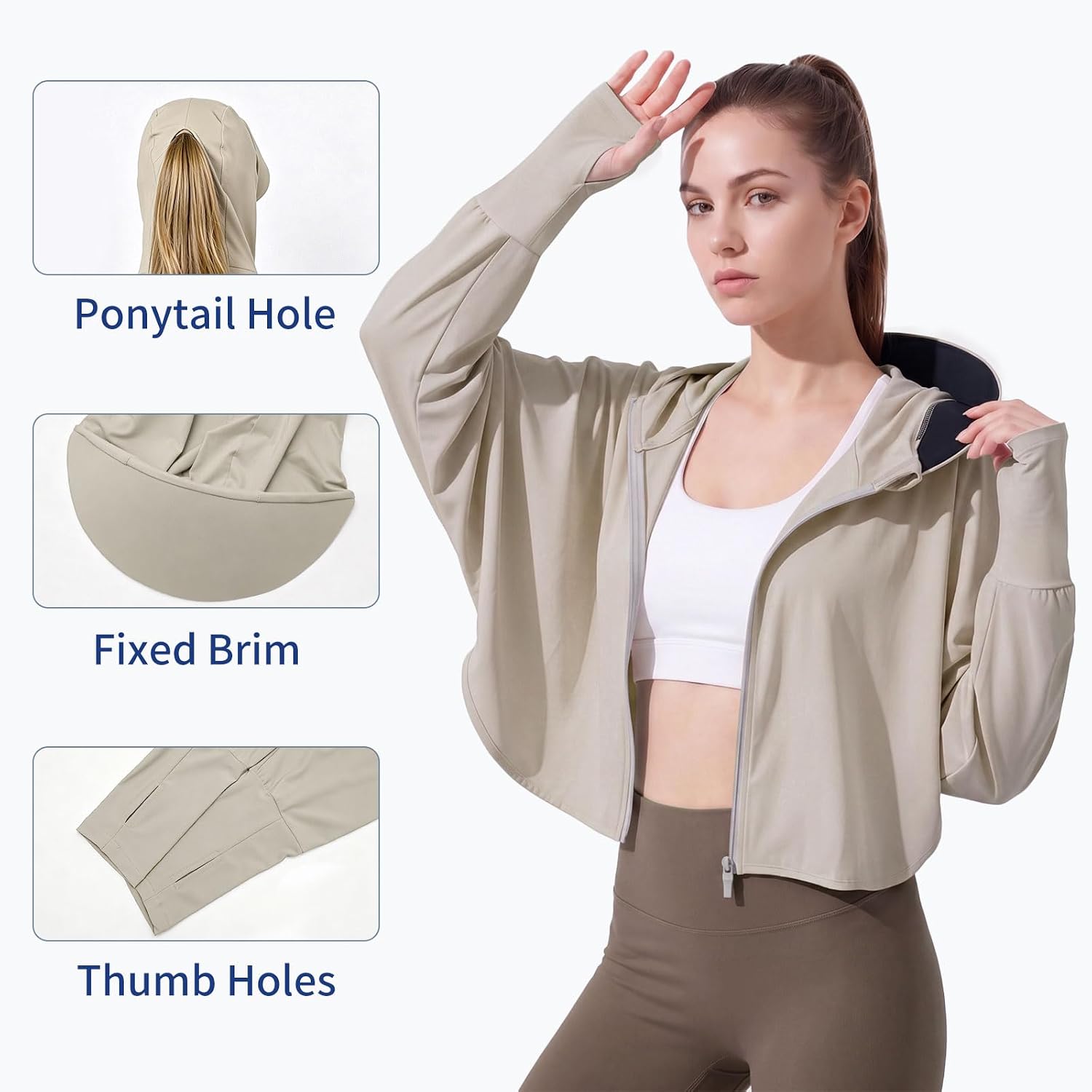 Women's UPF 50+ Loose Waist Sun Protection Jacket Fixed Brim