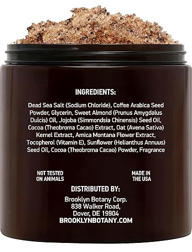 Miniatura 3 de Brooklyn Botany Arabica Coffee Body Scrub - Hidratante y exfoliante para cuerpo, cara, manos, pies, combate estrías, líneas finas, arrugas, gran