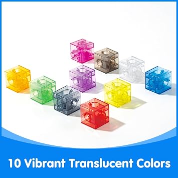 Translucent Linking Cubes Engaging Math Toy, Light Table Manipulatives, Math Blocks for Early Learning and Creative Play
