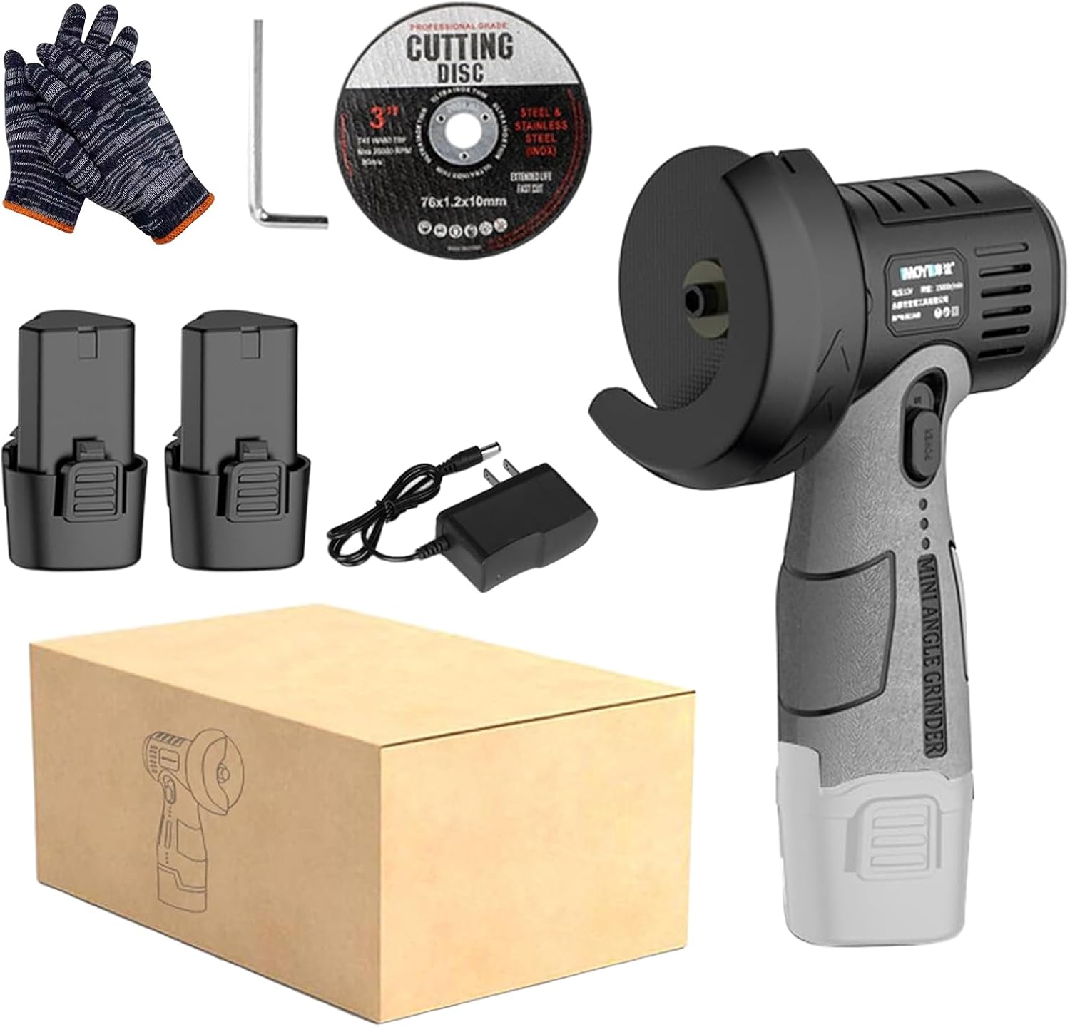 12V Mini Angle Grinder with Cutting Disc, Multifunctional Cordless Angle Grinder Kit, 15,000 Rpm High-Speed Power Angle Grinder, 1500mah, For Cutting Grinding Polishing (Battery*2)