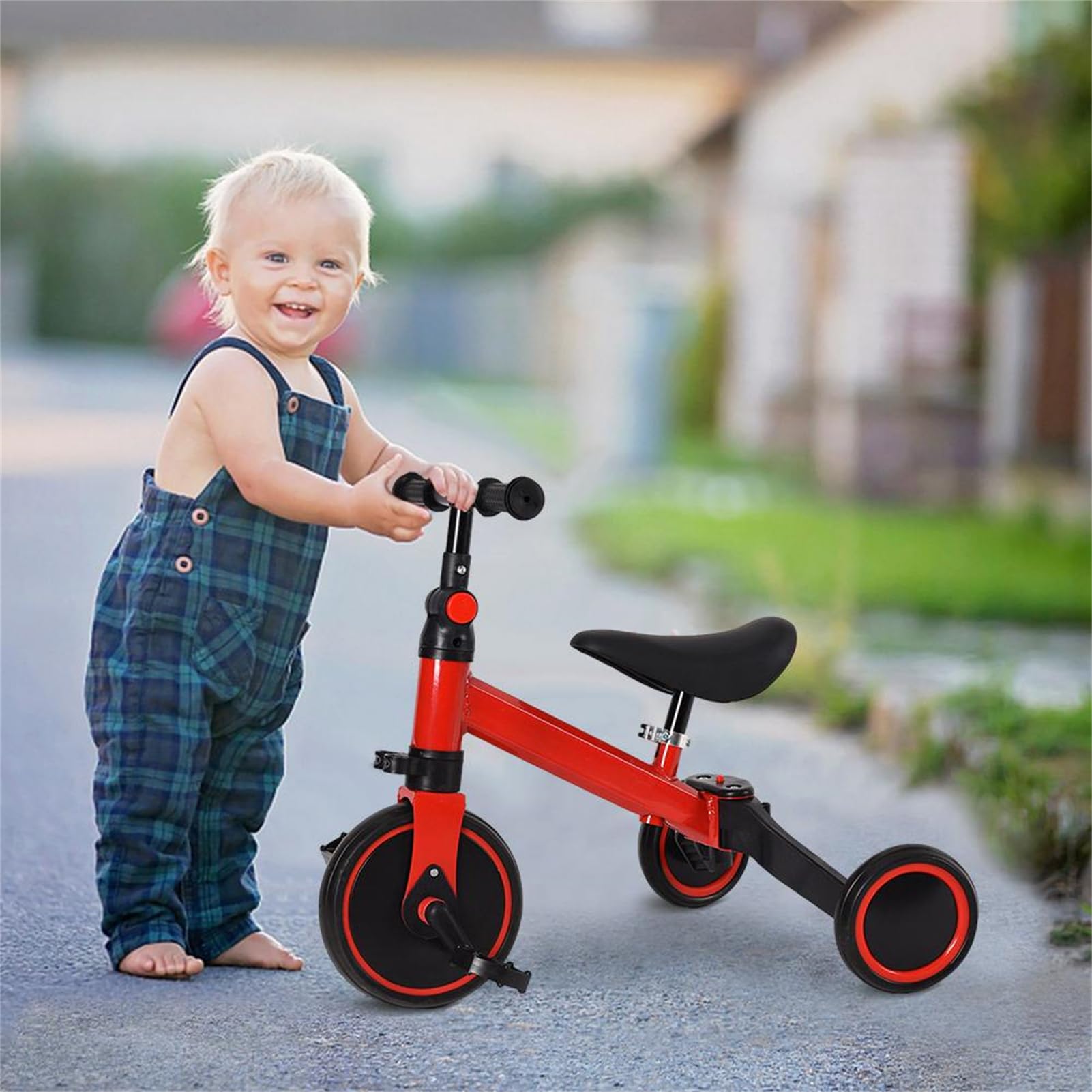 Homewell Triciclo bambino evolutivo, Kinderkraft Velo Triciclo 2 in 1, con funzione Draisienne e Ride, regalo Bebe 1-5 anni senza freni, 04, rosso)
