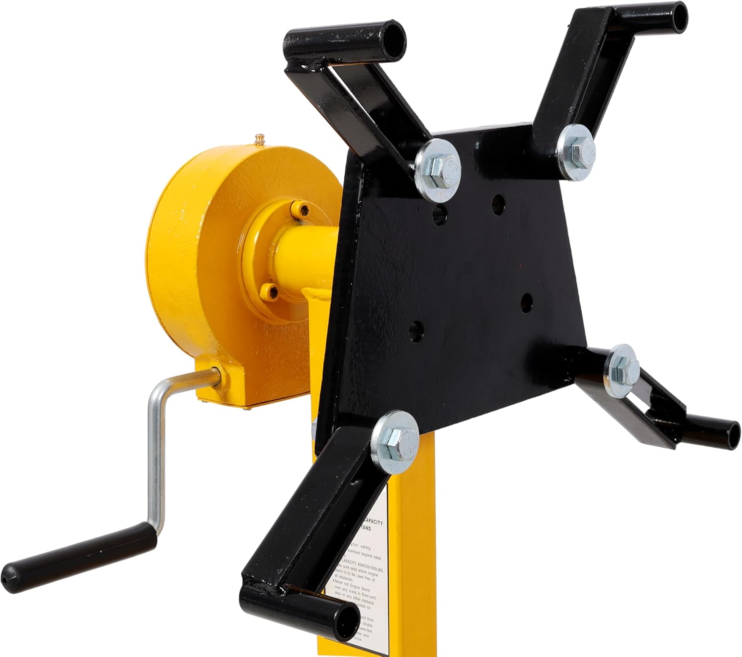 1000lbs Folding Engine Stand, Rotating Motor Stand with 360° Rotating Head and Locking Caster Wheels, Portable Cast Iron Motor Hoist Dolly for Engine Repair and Vehicle Maintenance, Yellow