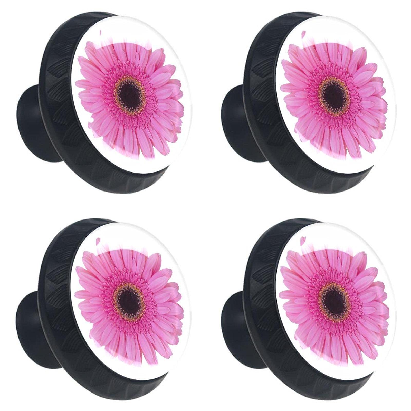 Boutons de tiroir en verre marguerite rose pour personnaliser vos meubles de maison