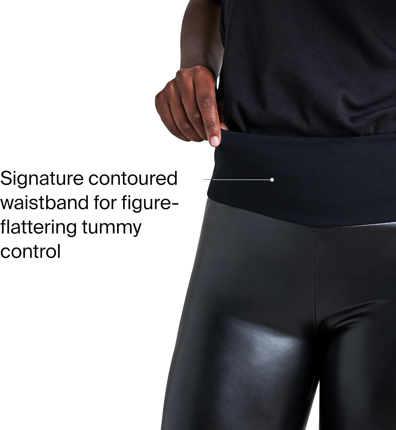 SPANX Assets Red Hot Leggings - Flattering & Comfortable Tummy Control - Faux Leather Leggings - with Shaping Waistband - Image 4