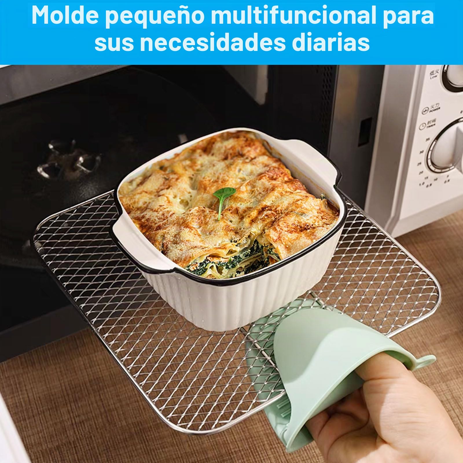 Juego de 4 cazuelas pequeñas de cerámica de alta calidad con asas, horno, microondas y airfryer, perfectas para gratinado, pasta, postres y más pequeñas para 1 persona