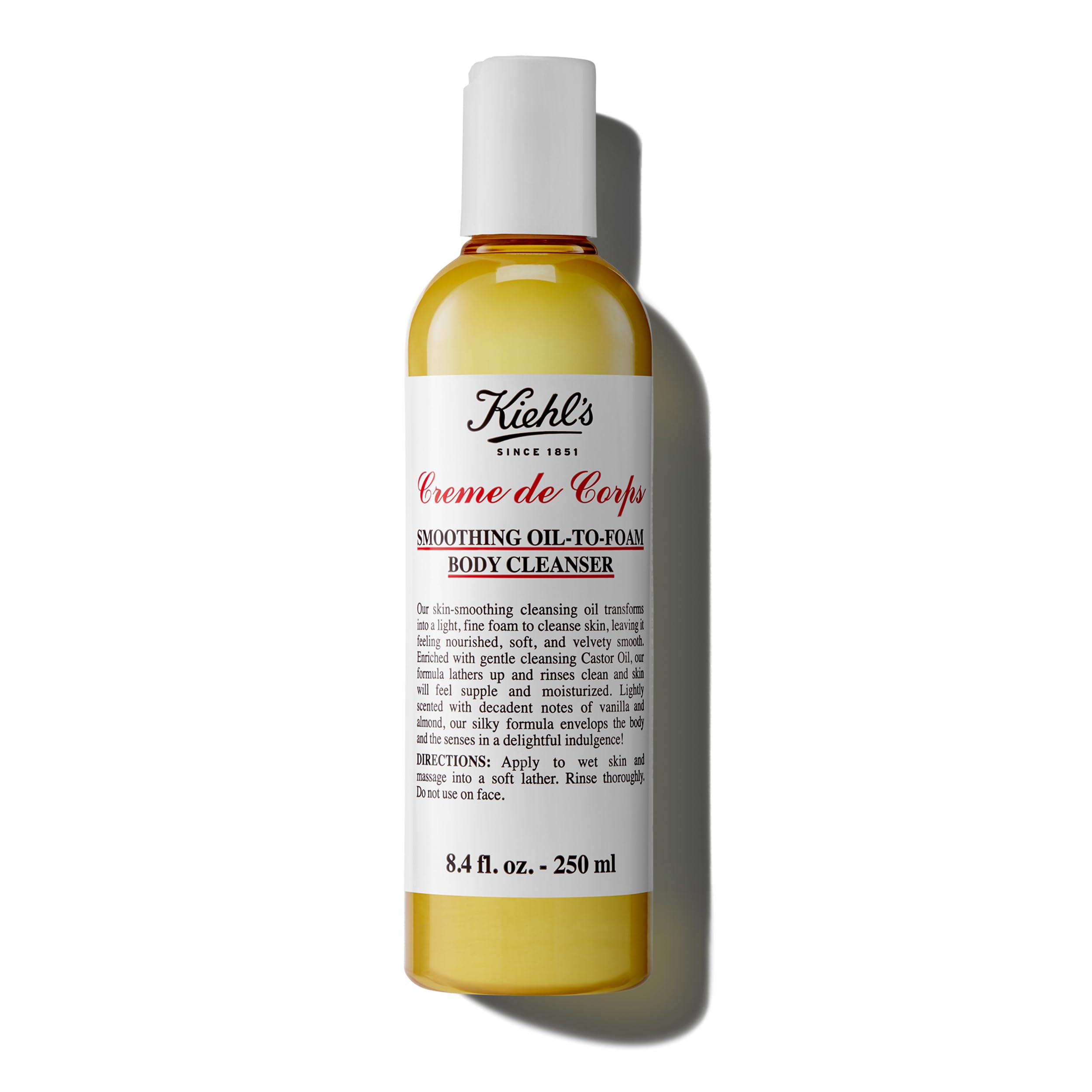 KIEHL'S Creme de Corps Smoothing Oil-to-Foam Body Cleanser, 250 ml, reichhaltiges und hautglättendes Reinigungs-Öl, für trockene Haut, 24 h feuchtigkeitsspendend
