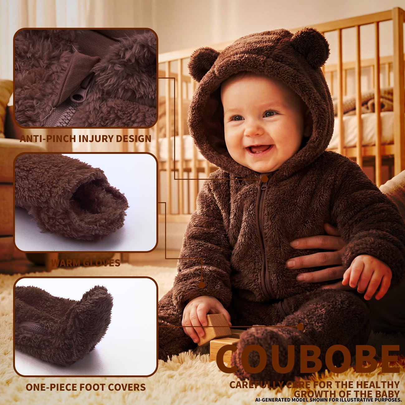 Newborn Baby Boy Snowsuit Toddler Girl Infant Fleece Winter Coat | LECHARMEBB